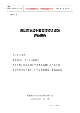 科技项目绩效评价报告(11月10日)