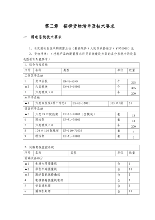 第三章招标货物清单及技术要求