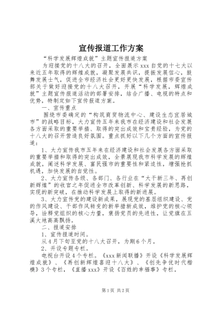 宣传报道工作实施方案 