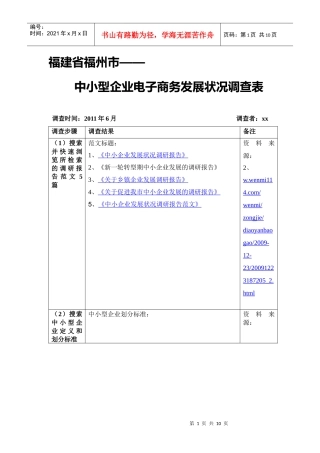 福建省中小型企业电子商务发展状况调查报告
