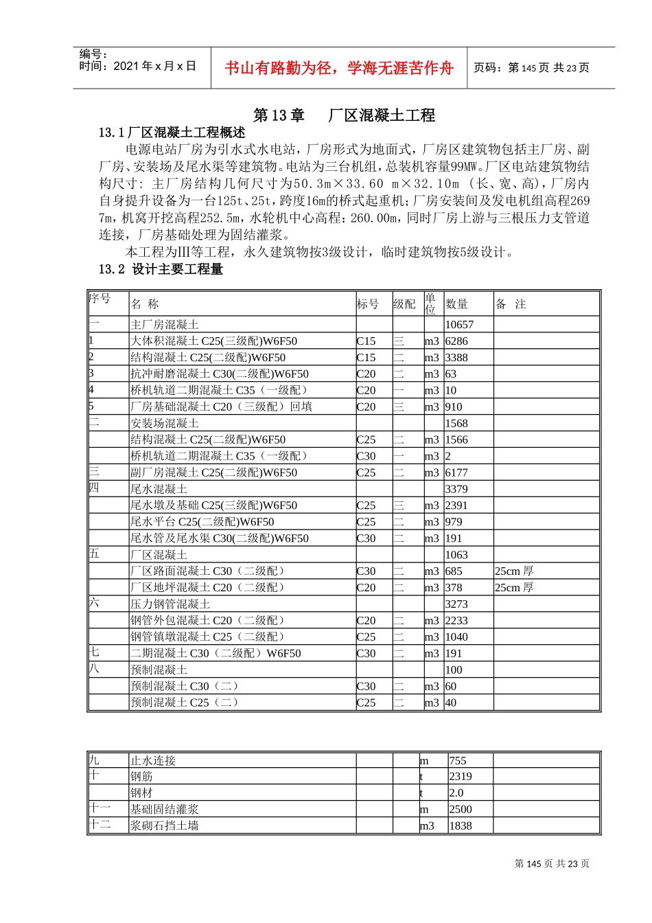 第13章厂区枢纽混凝土工程(DOC29页)_第1页