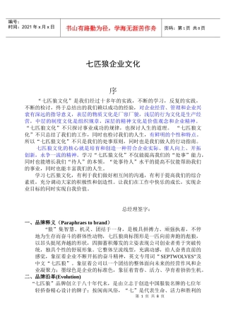 福建七匹狼公司企业文化手册