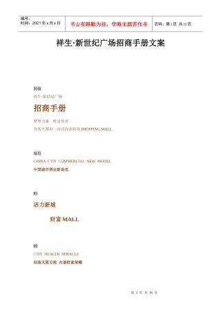 祥生新世纪广场招商手册文案