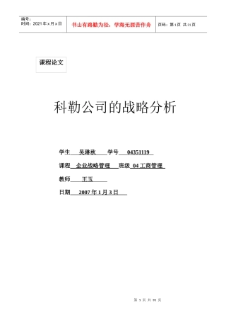 科勒公司的战略分析