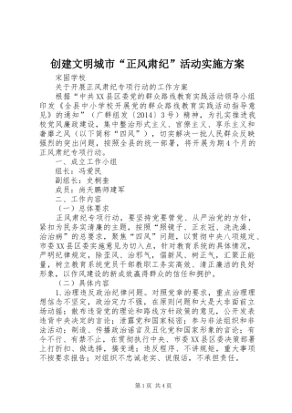 创建文明城市“正风肃纪”活动方案 