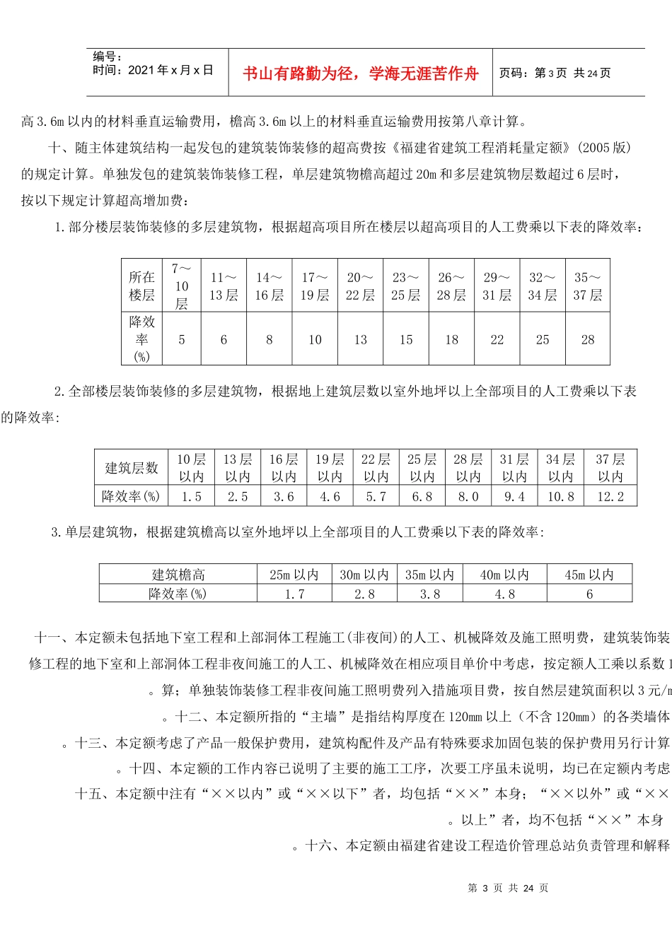 福建省建筑装饰装修工程消耗量定额说明_第3页