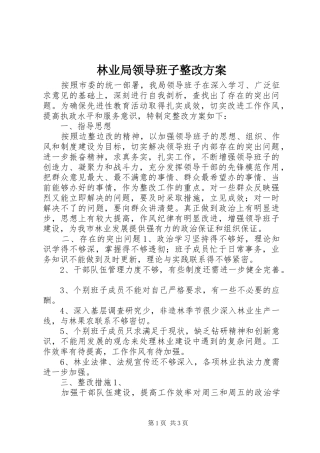 林业局领导班子整改实施方案 