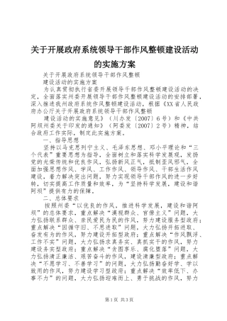 关于开展政府系统领导干部作风整顿建设活动的方案 