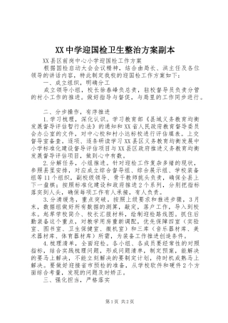 XX中学迎国检卫生整治实施方案副本 