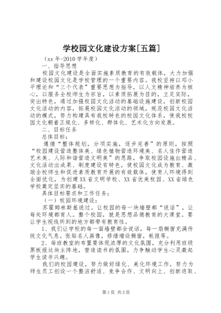 学校园文化建设实施方案[五篇] 