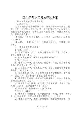 卫生示范小区考核评比实施方案 