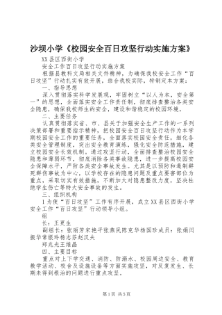 沙坝小学《校园安全百日攻坚行动方案》 