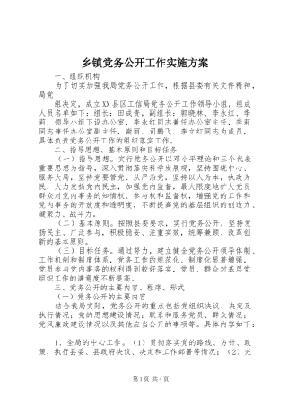 乡镇党务公开工作方案 