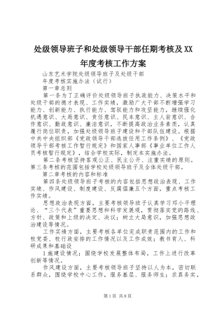 处级领导班子和处级领导干部任期考核及XX年度考核工作实施方案 