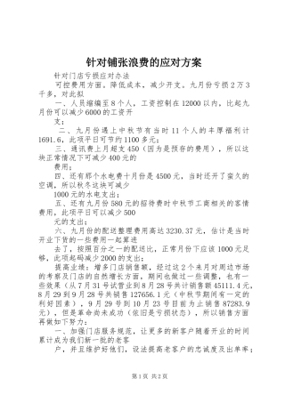 针对铺张浪费的应对实施方案 