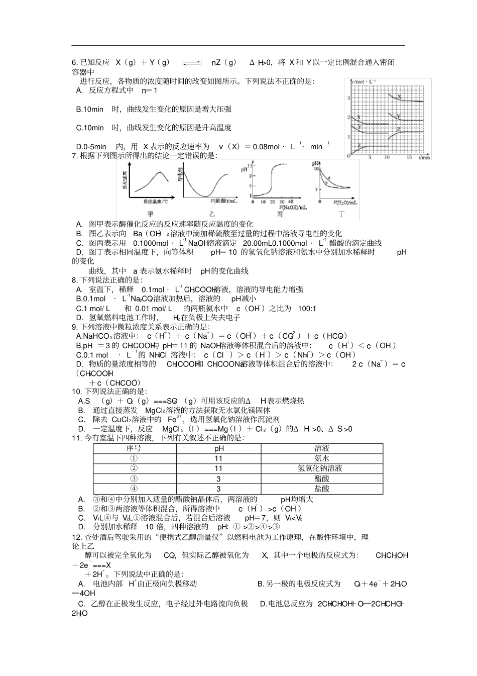 安徽省合肥市2019-2020学年高二上学期期末考试化学(理)试卷_第2页