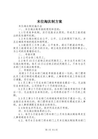 末位淘汰制实施方案 