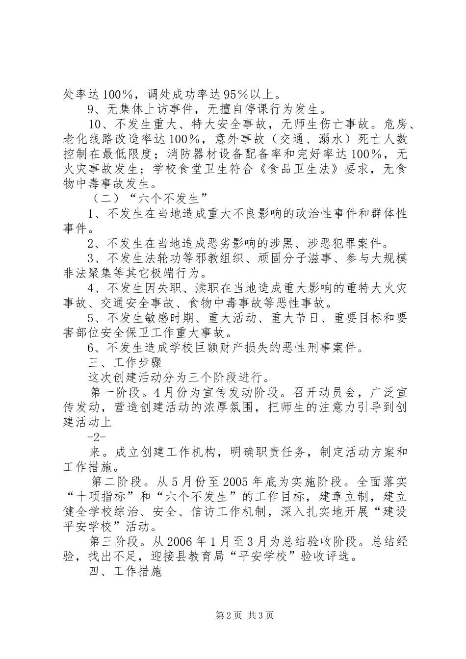 学校平安创建工作方案 _第2页