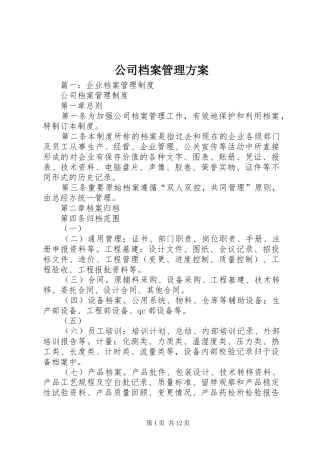 公司档案管理实施方案 