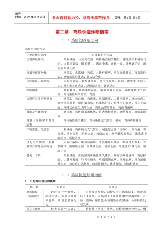 第二章鸡病快速诊断指南