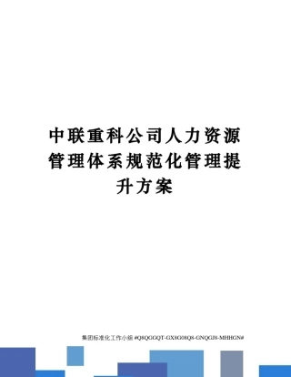 中联重科公司人力资源管理体系规范化管理提升方案