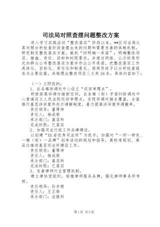 司法局对照查摆问题整改实施方案 