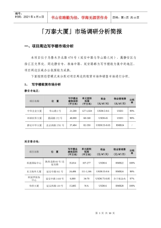 策源上海万泰大厦项目策划报告