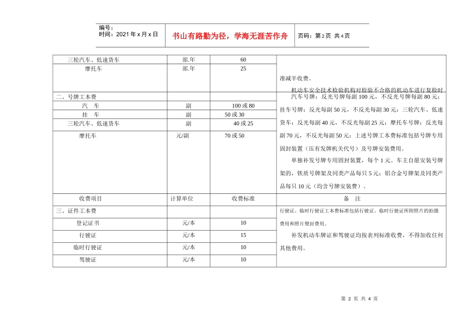 福建省汽车驾驶许可考试费收费项目和标准_第2页