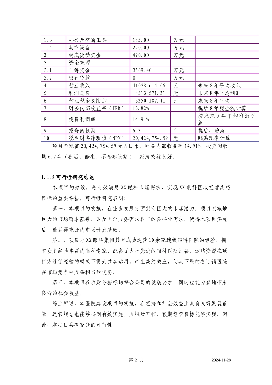 私人眼科医院建设商业计划书_第3页