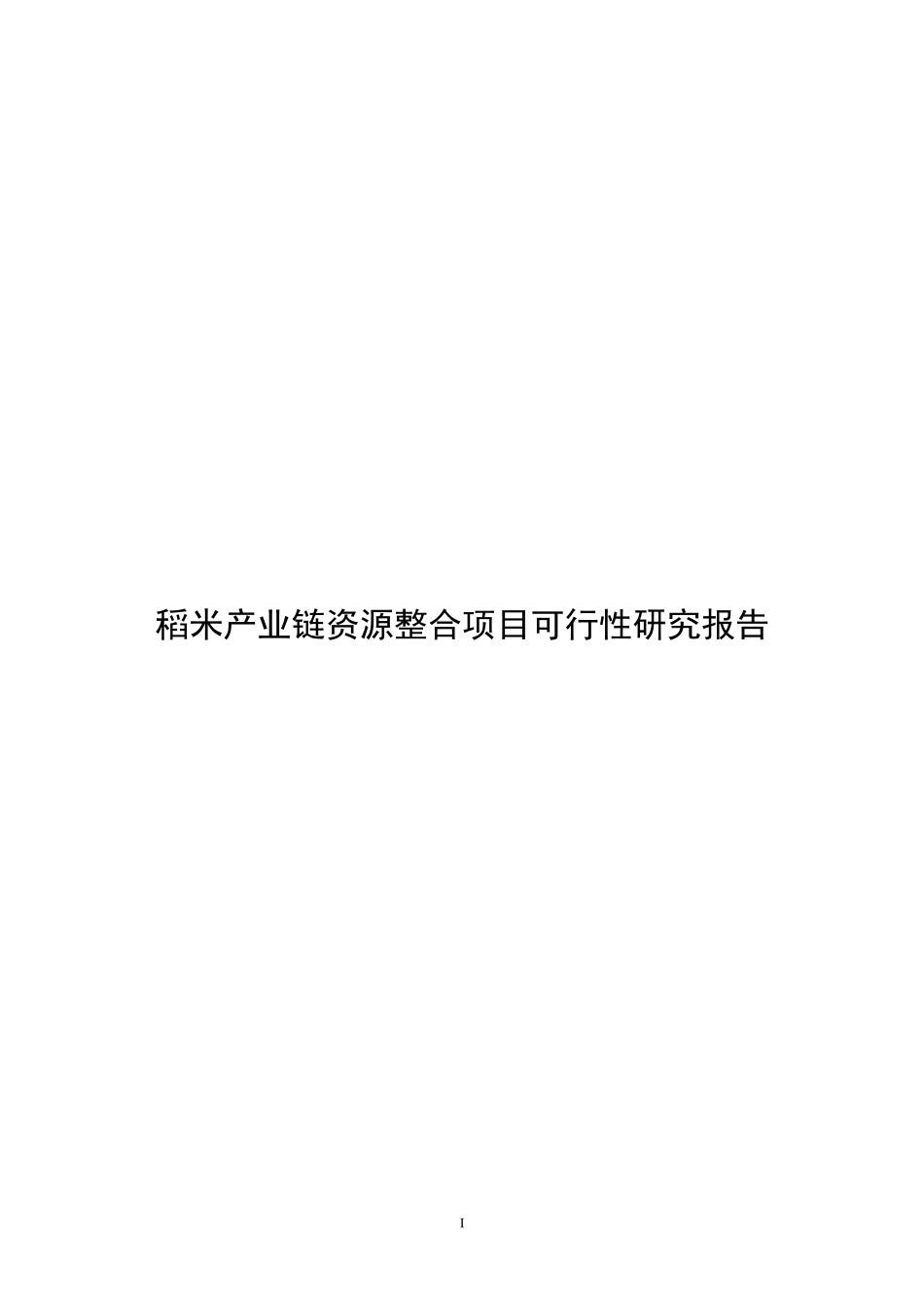 稻米产业链资源整合项目可行性研究报告_第1页