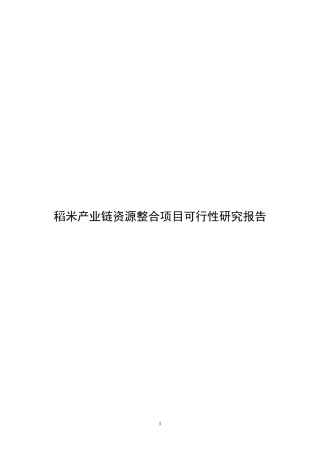 稻米产业链资源整合项目可行性研究报告