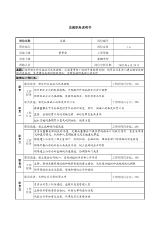 某国际集团亚太区总裁职务说明书