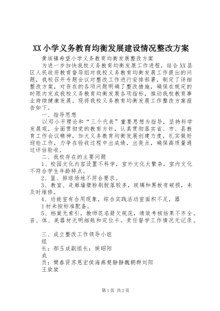 XX小学义务教育均衡发展建设情况整改实施方案 