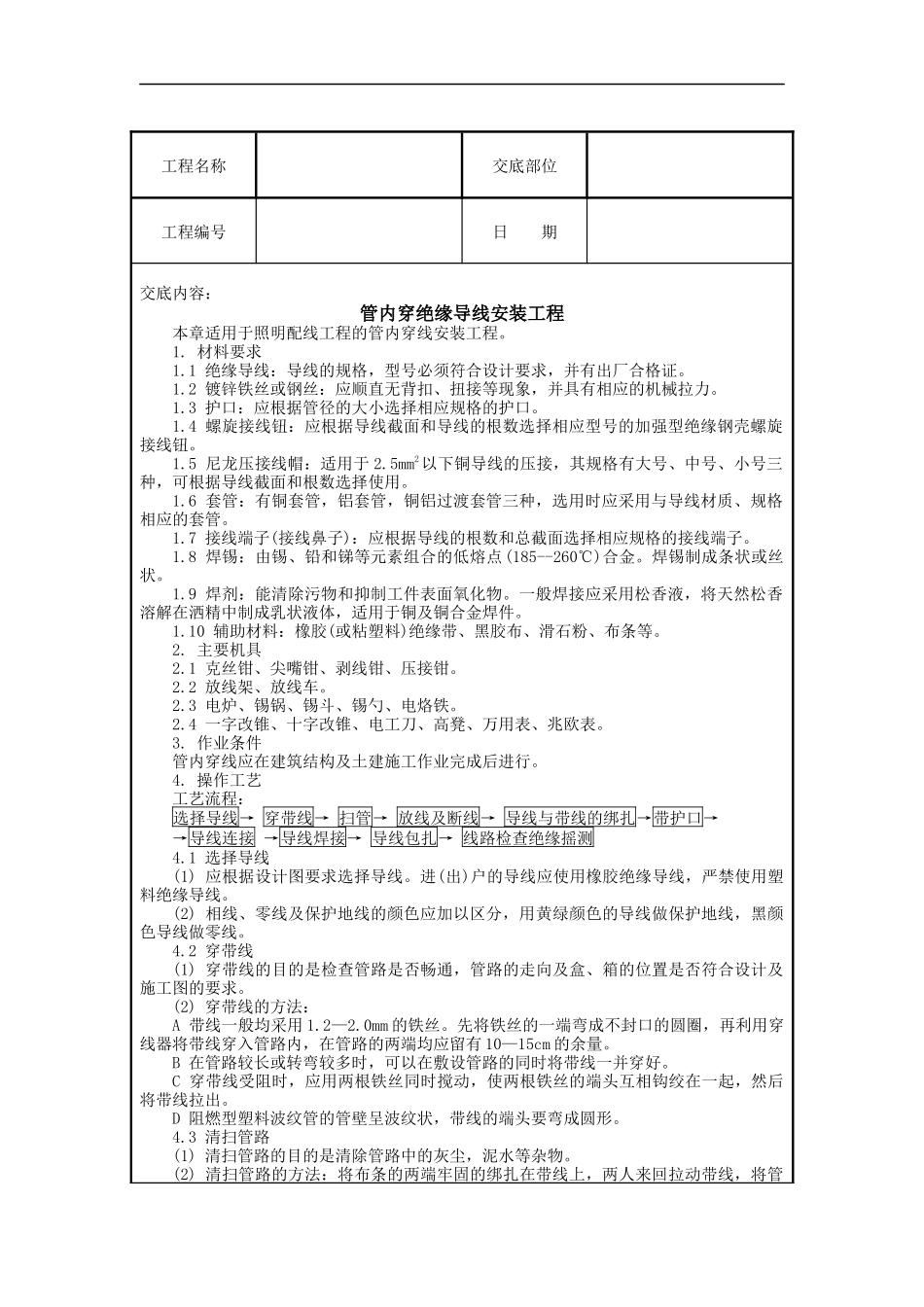 管内穿绝缘导线安装工程_第1页
