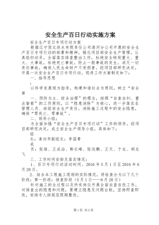 安全生产百日行动方案 