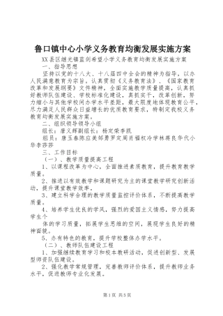 鲁口镇中心小学义务教育均衡发展方案 