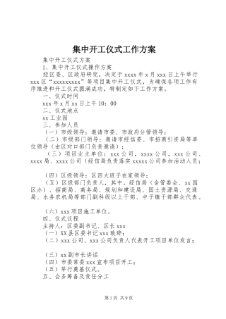 集中开工仪式工作实施方案 