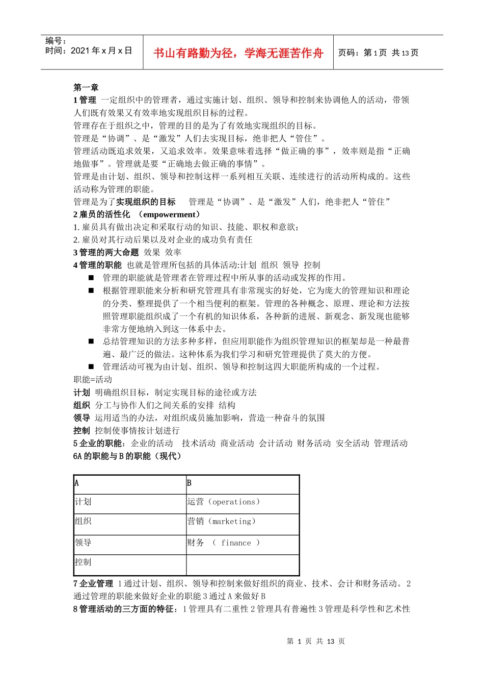 管理学 第三版 杨文士 名词解释_第1页