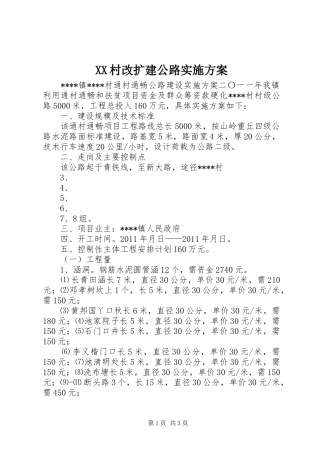 XX村改扩建公路方案 