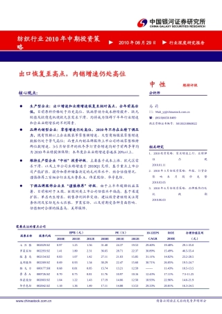 纺织行业中期投资策略深度研究报告