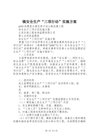 镇安全生产“三项行动”方案 