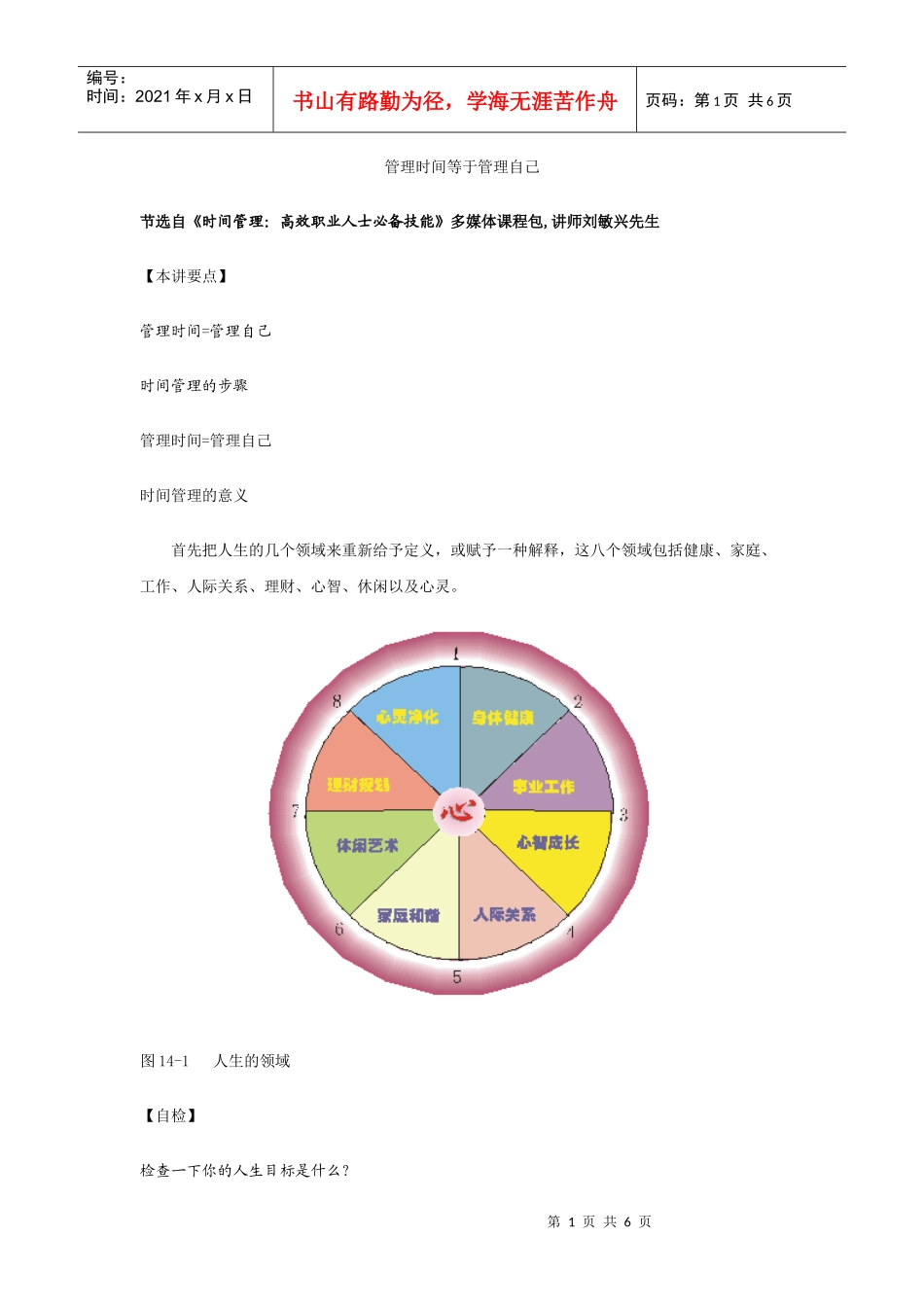 管理时间等于管理自己DOC-6P_第1页