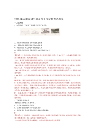 云南省2018中考物理试题解析版
