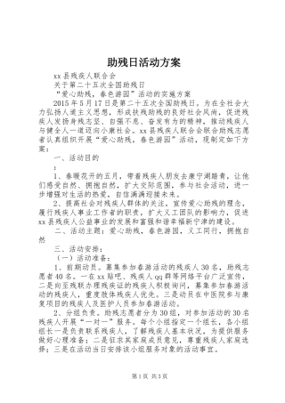 助残日活动实施方案 