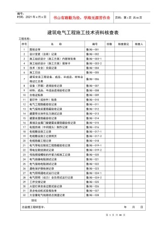 管理规程表格(电气工程)