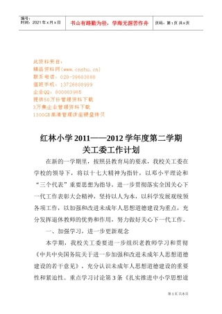 红林小学年度关工委工作计划