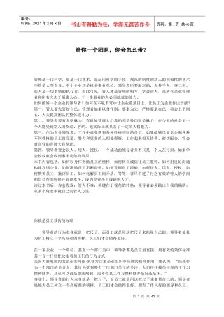 给你一个团队,你会怎么带