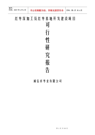 红枣深加工可行性研究报告