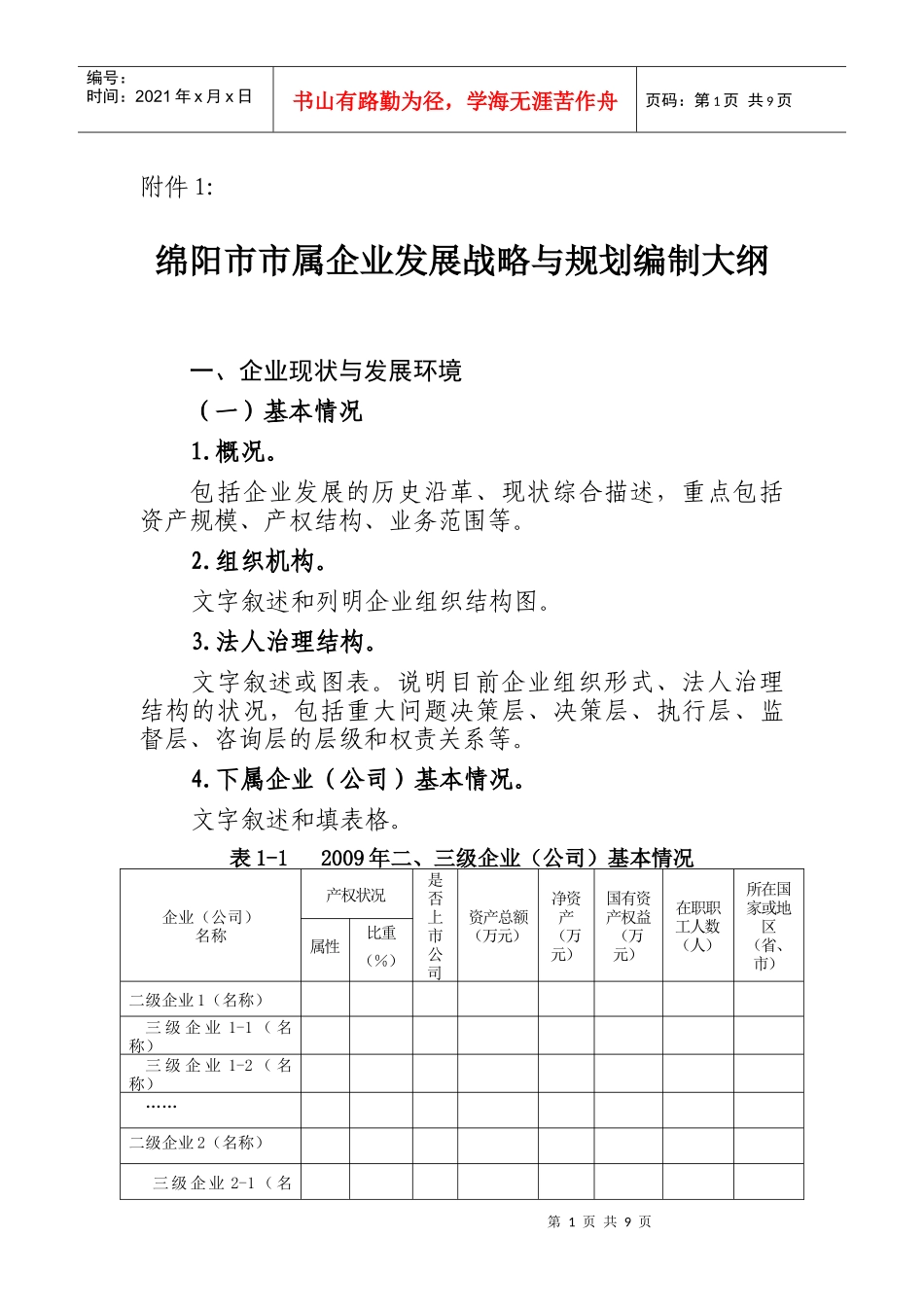 绵阳市市属企业发展战略与规划编制大纲_第1页