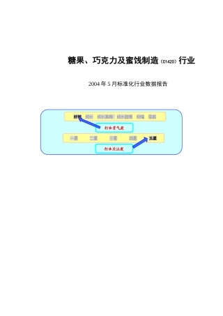 糖果、巧克力及蜜饯制造行业报告